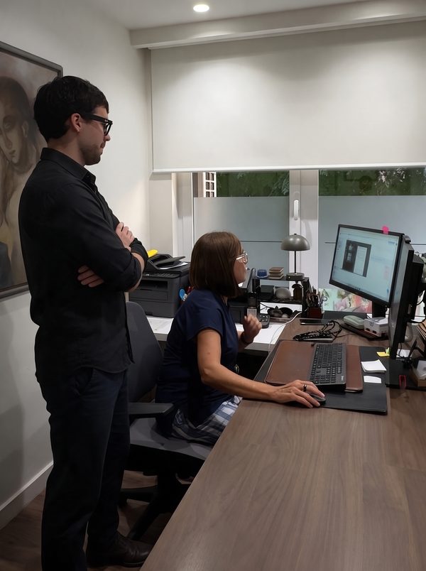 Un consultor de AITECA observa cómo trabaja una persona del equipo del cliente durante la jornada de consultoría